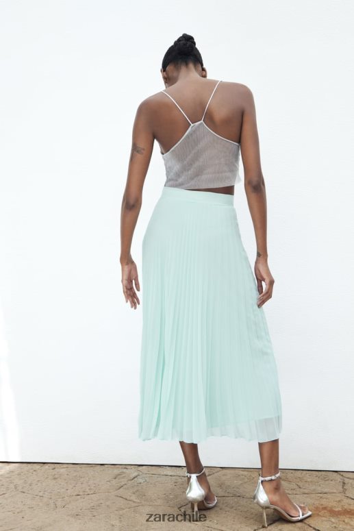 ropa cl Zara mujer falda midi plisada Mar verde JJ06N4710