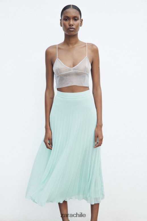 ropa cl Zara mujer falda midi plisada Mar verde JJ06N4710