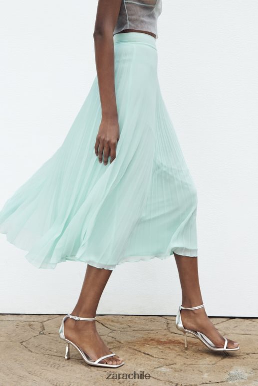 ropa cl Zara mujer falda midi plisada Mar verde JJ06N4710