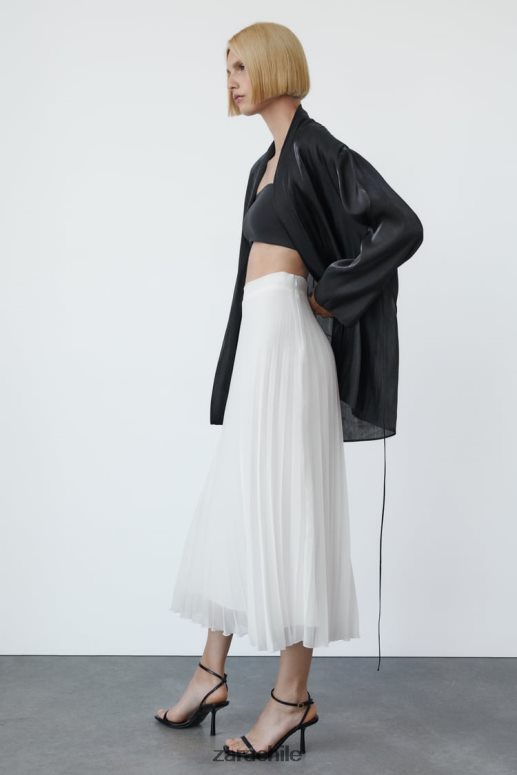 ropa cl Zara mujer falda midi plisada blanco JJ06N4672