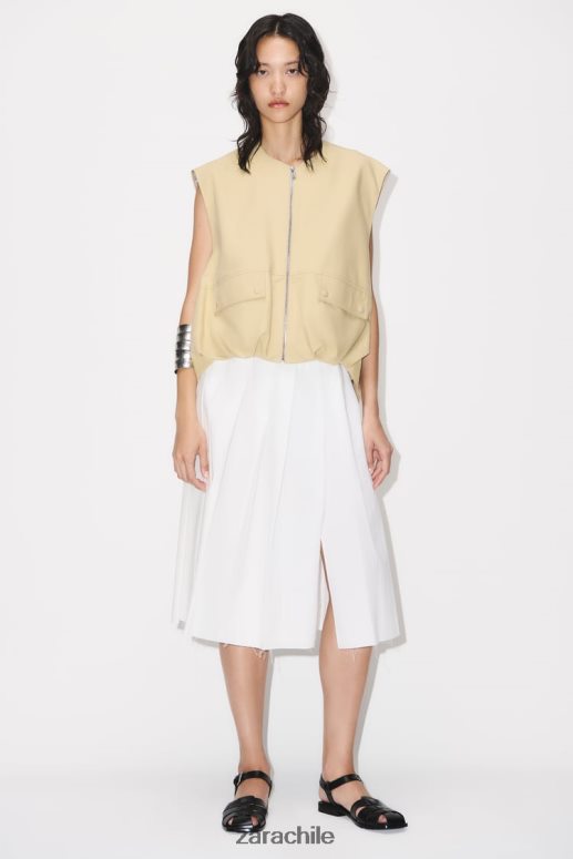 ropa cl Zara mujer falda midi plisada crudo JJ06N4718