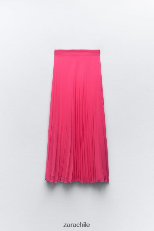 ropa cl Zara mujer falda midi plisada fucsia JJ06N4697