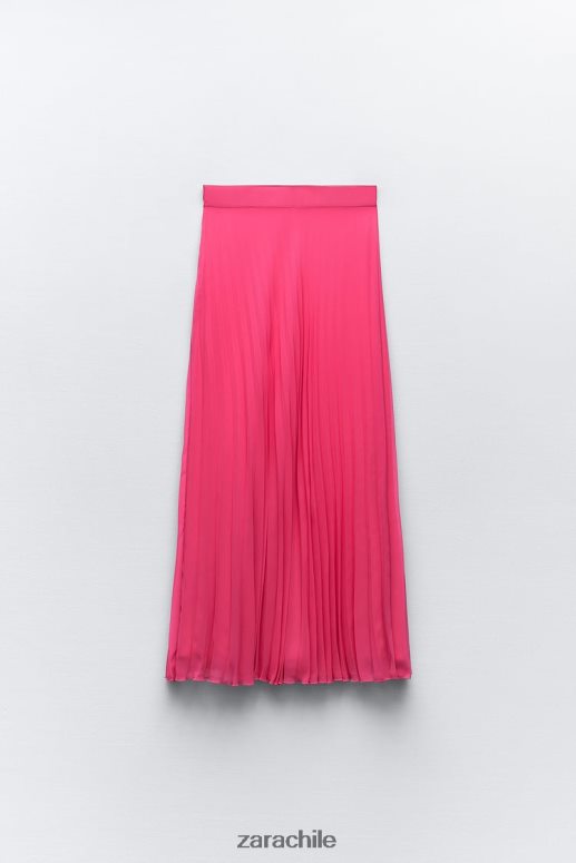 ropa cl Zara mujer falda midi plisada fucsia JJ06N4697