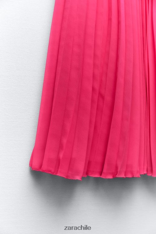 ropa cl Zara mujer falda midi plisada fucsia JJ06N4697
