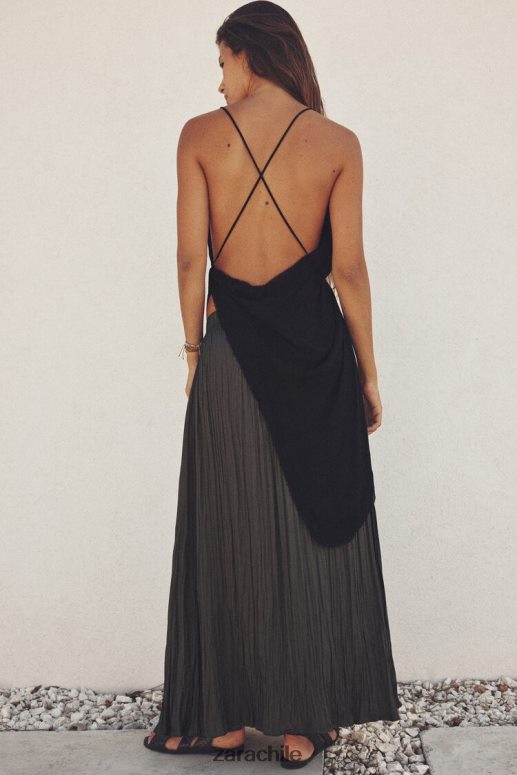 ropa cl Zara mujer falda midi plisada gris JJ06N4657