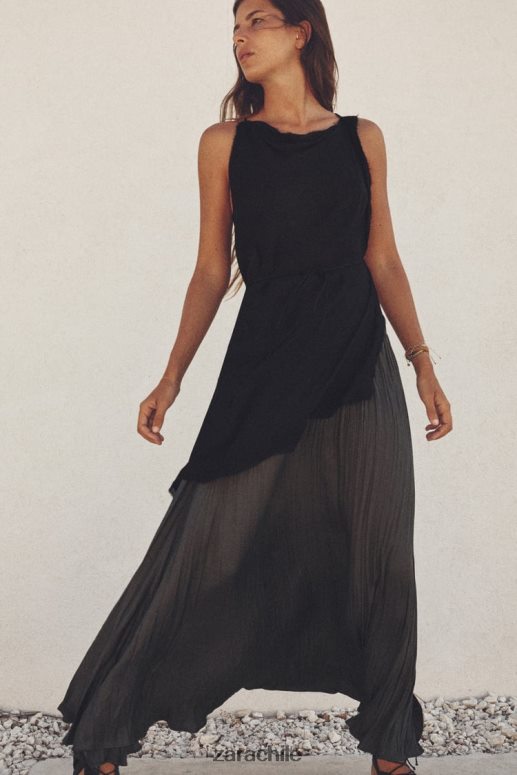 ropa cl Zara mujer falda midi plisada gris JJ06N4657