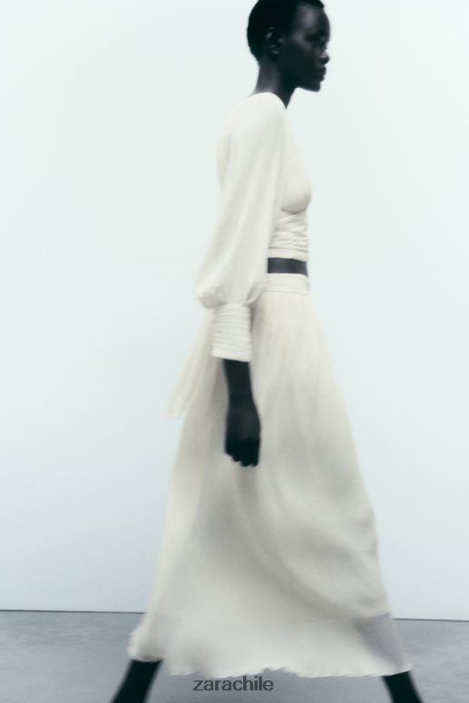 ropa cl Zara mujer falda midi plisada ostra blanca JJ06N4700