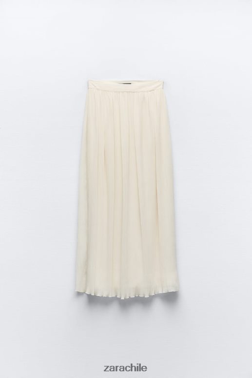 ropa cl Zara mujer falda midi plisada ostra blanca JJ06N4700