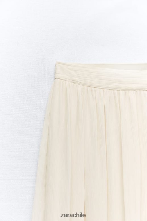 ropa cl Zara mujer falda midi plisada ostra blanca JJ06N4700