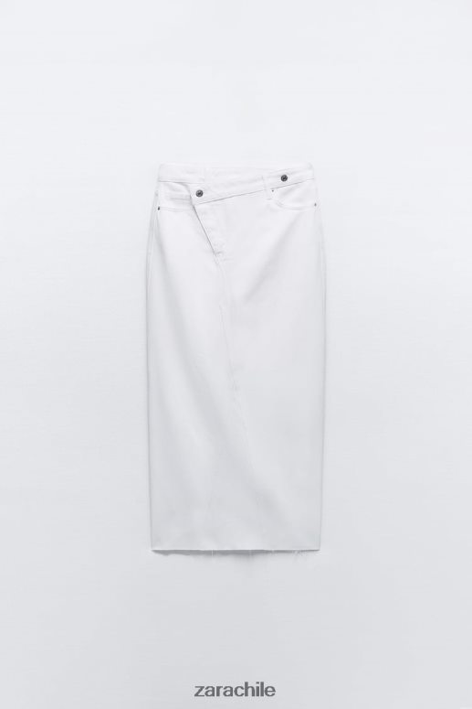ropa cl Zara mujer falda midi vaquera con cintura cruzada z1975 blanco JJ06N4699