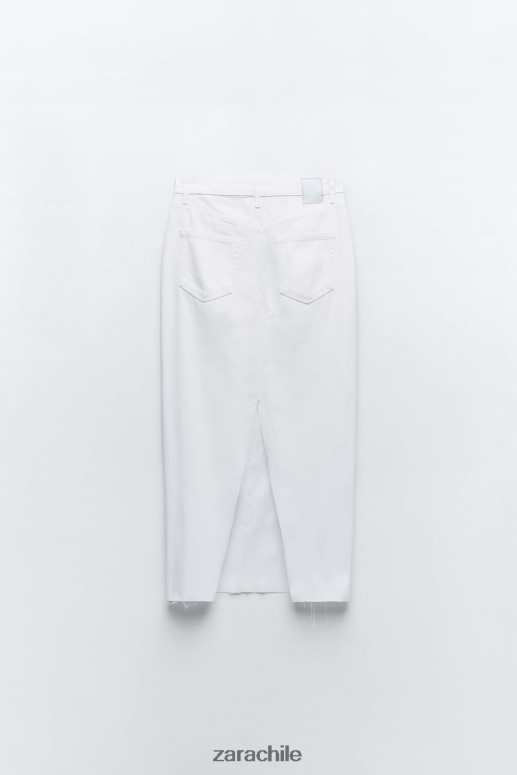 ropa cl Zara mujer falda midi vaquera con cintura cruzada z1975 blanco JJ06N4699