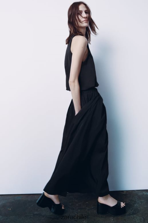 ropa cl Zara mujer falda midi voluminosa negro JJ06N4675