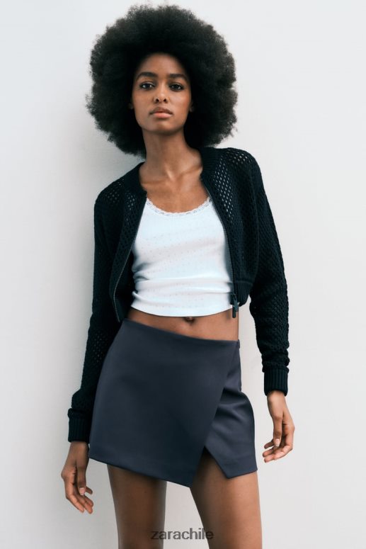 ropa cl Zara mujer falda pantalón asimétrica azul petróleo JJ06N4528