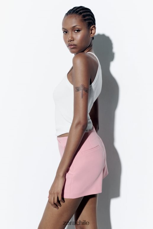 ropa cl Zara mujer falda pantalón asimétrica rosa pastel JJ06N4617