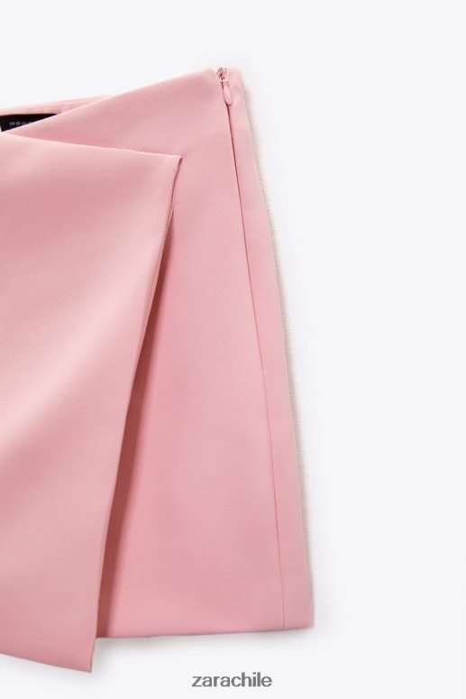 ropa cl Zara mujer falda pantalón asimétrica rosa pastel JJ06N4617