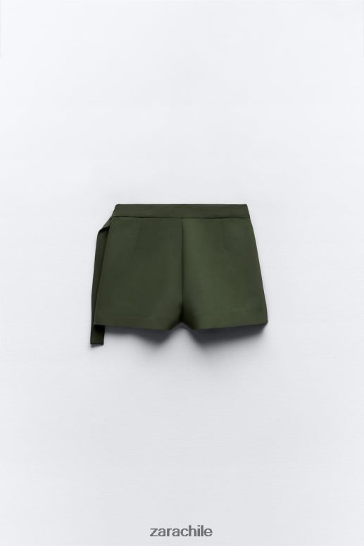 ropa cl Zara mujer falda pantalón cargo con cinturón caqui oscuro JJ06N4542