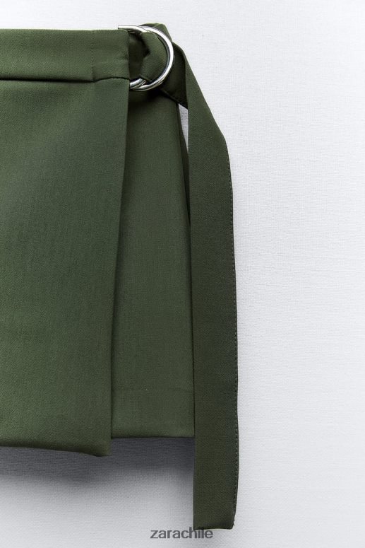 ropa cl Zara mujer falda pantalón cargo con cinturón caqui oscuro JJ06N4542