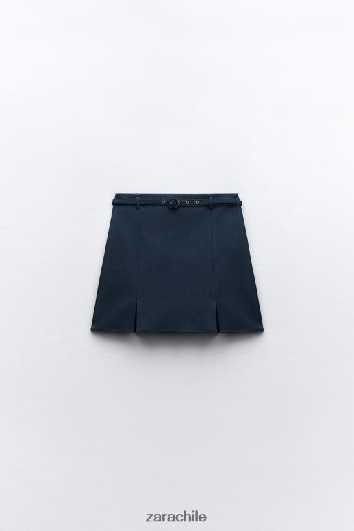 ropa cl Zara mujer falda pantalón con cinturón índigo JJ06N4608