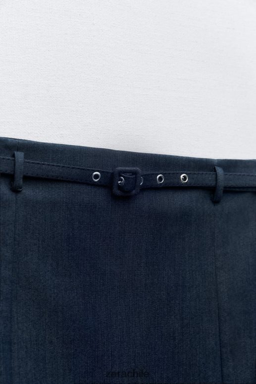 ropa cl Zara mujer falda pantalón con cinturón índigo JJ06N4608