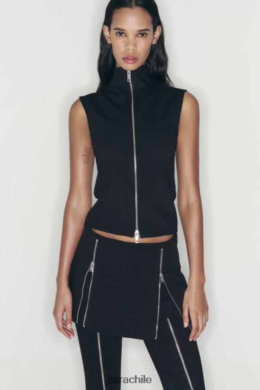 ropa cl Zara mujer falda pantalón con cremallera negro JJ06N4550
