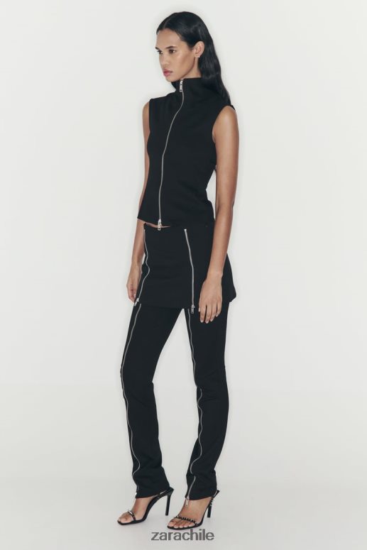 ropa cl Zara mujer falda pantalón con cremallera negro JJ06N4550