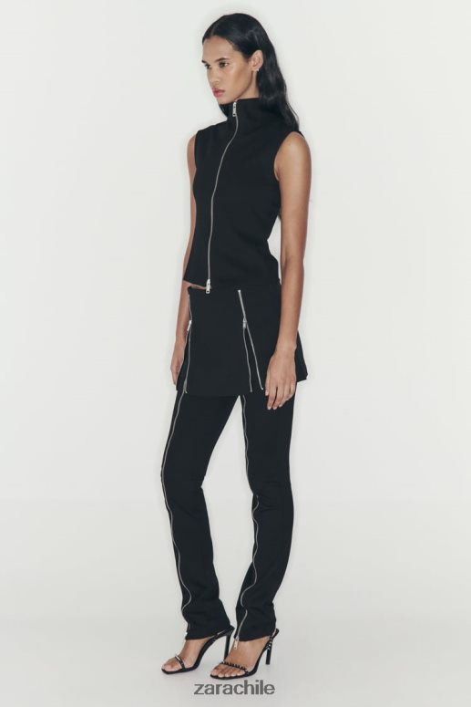 ropa cl Zara mujer falda pantalón con cremallera negro JJ06N4550
