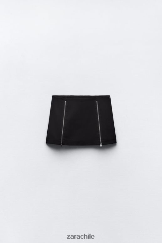 ropa cl Zara mujer falda pantalón con cremallera negro JJ06N4550