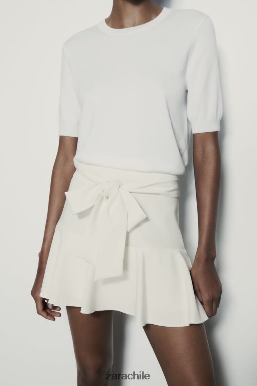 ropa cl Zara mujer falda pantalón con ribete de lazo ostra blanca JJ06N4560