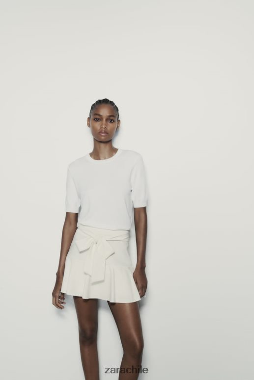 ropa cl Zara mujer falda pantalón con ribete de lazo ostra blanca JJ06N4560