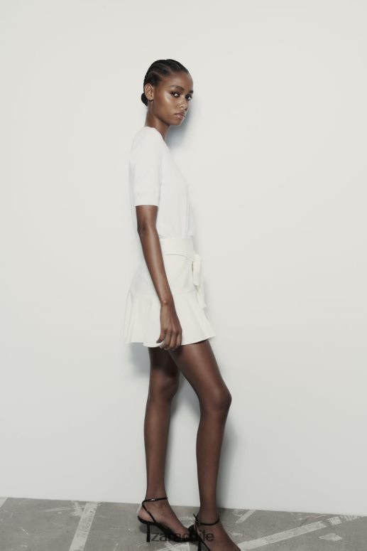 ropa cl Zara mujer falda pantalón con ribete de lazo ostra blanca JJ06N4560