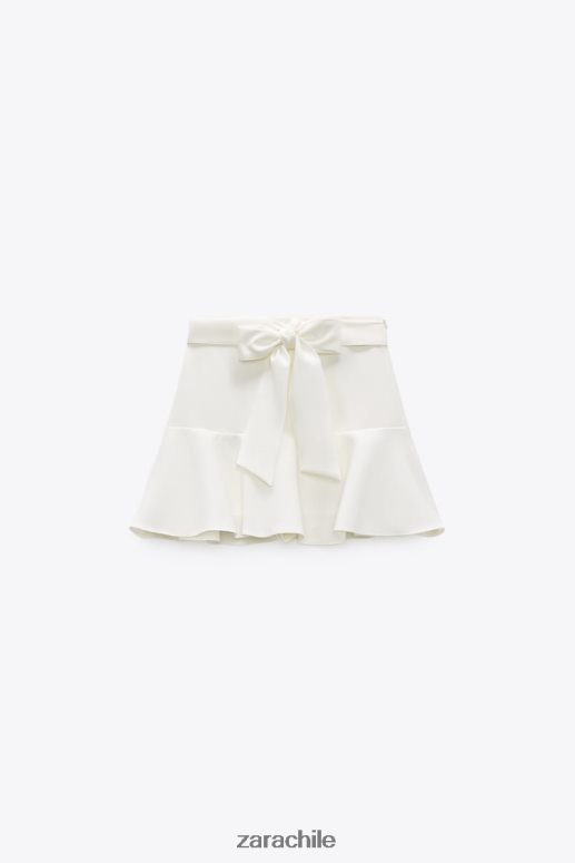 ropa cl Zara mujer falda pantalón con ribete de lazo ostra blanca JJ06N4560