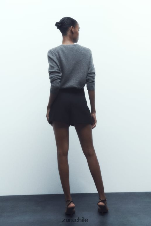 ropa cl Zara mujer falda pantalón con volantes negro JJ06N4589