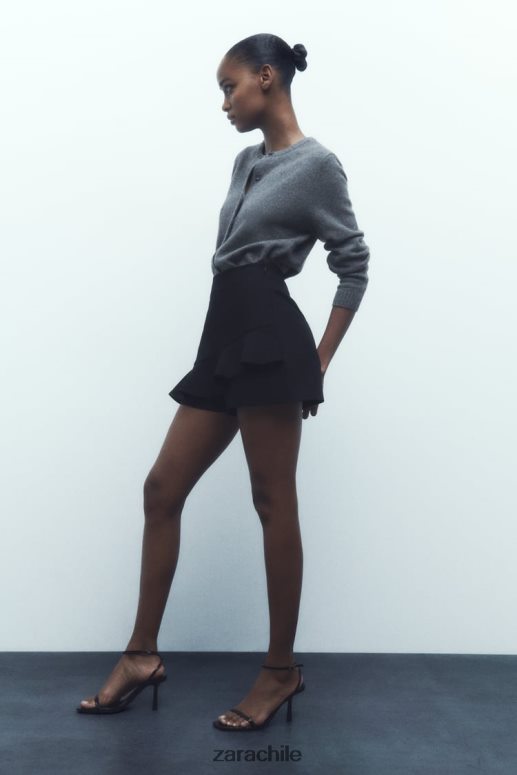 ropa cl Zara mujer falda pantalón con volantes negro JJ06N4589