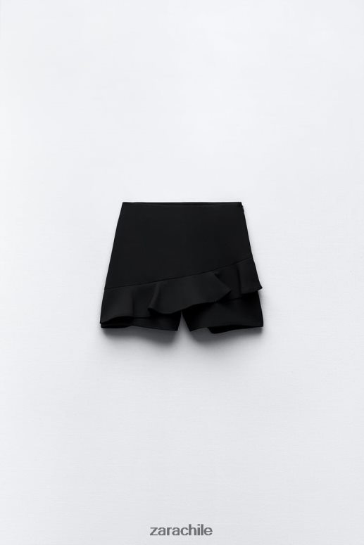 ropa cl Zara mujer falda pantalón con volantes negro JJ06N4589