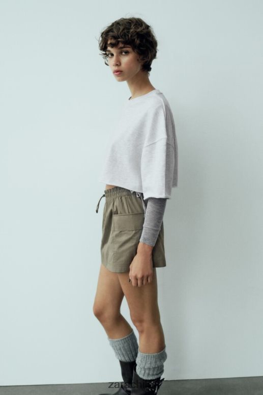 ropa cl Zara mujer falda pantalón de bolsillo caqui oscuro JJ06N4689