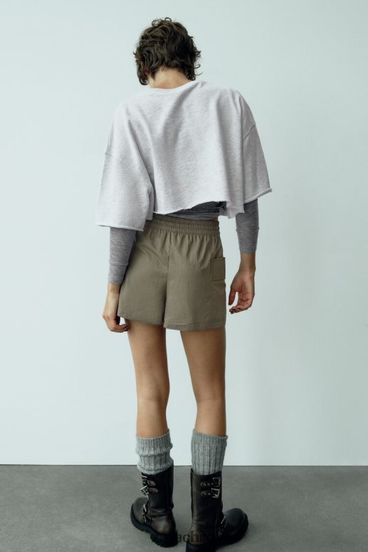 ropa cl Zara mujer falda pantalón de bolsillo caqui oscuro JJ06N4689