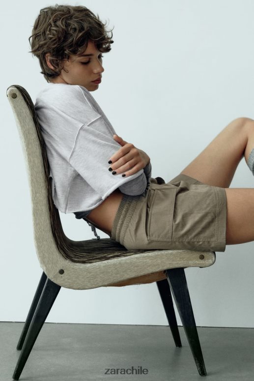 ropa cl Zara mujer falda pantalón de bolsillo caqui oscuro JJ06N4689