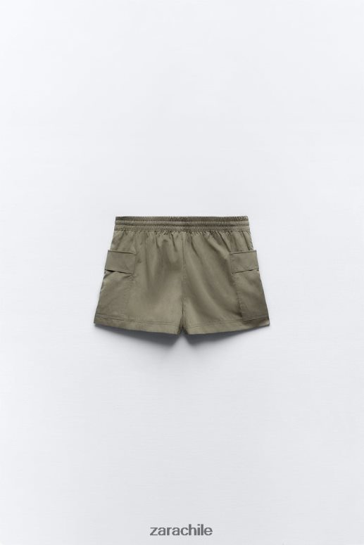 ropa cl Zara mujer falda pantalón de bolsillo caqui oscuro JJ06N4689