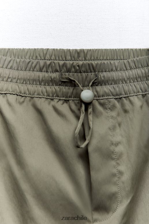 ropa cl Zara mujer falda pantalón de bolsillo caqui oscuro JJ06N4689