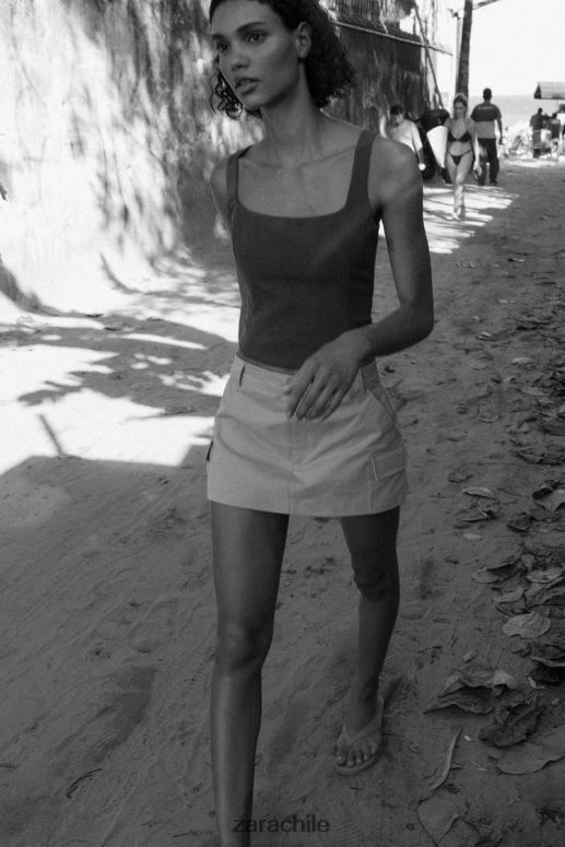 ropa cl Zara mujer falda pantalón de bolsillo ceniza JJ06N4623