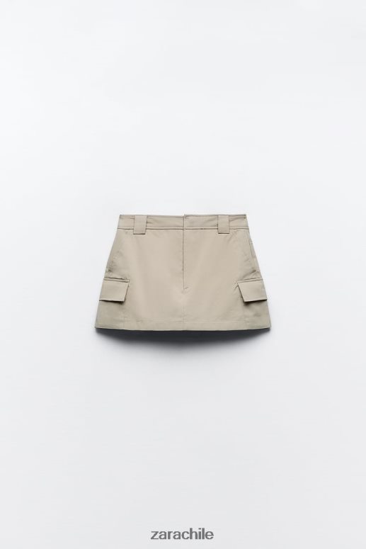 ropa cl Zara mujer falda pantalón de bolsillo ceniza JJ06N4623