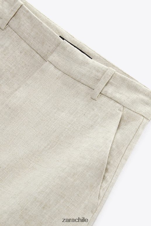 ropa cl Zara mujer falda pantalón de mezcla de lino arena JJ06N4586