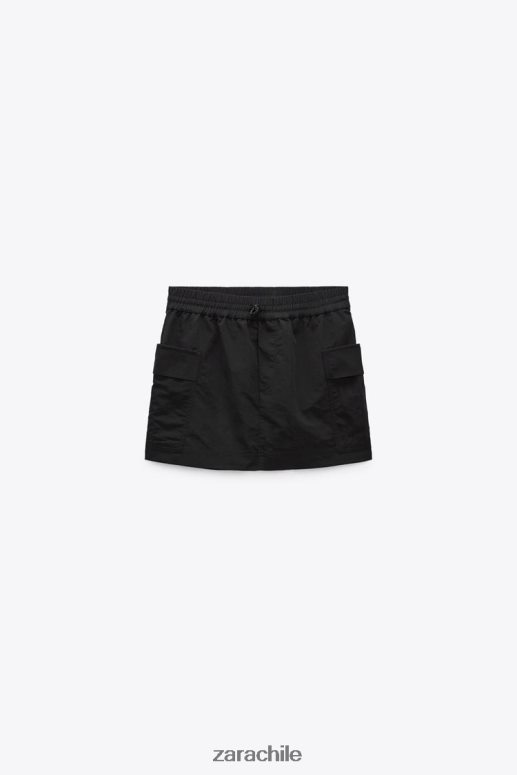 ropa cl Zara mujer falda pantalón de nailon negro JJ06N4557