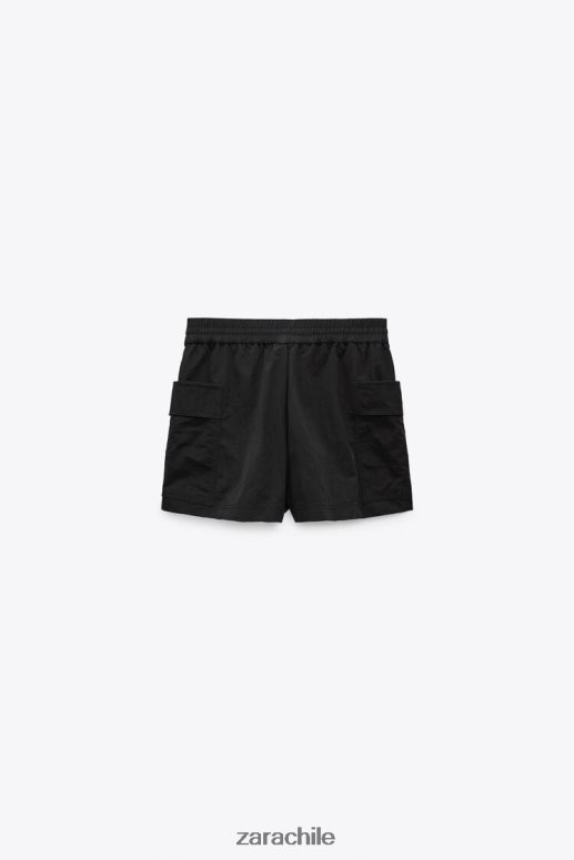 ropa cl Zara mujer falda pantalón de nailon negro JJ06N4557