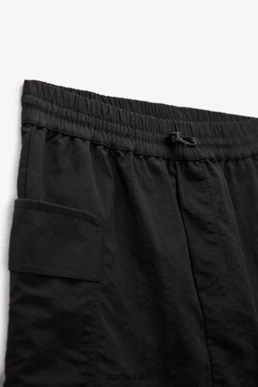 ropa cl Zara mujer falda pantalón de nailon negro JJ06N4557