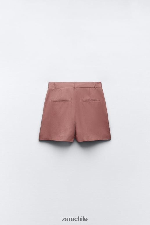 ropa cl Zara mujer falda-pantalón de talle alto en mezcla de lino Marsala JJ06N4696