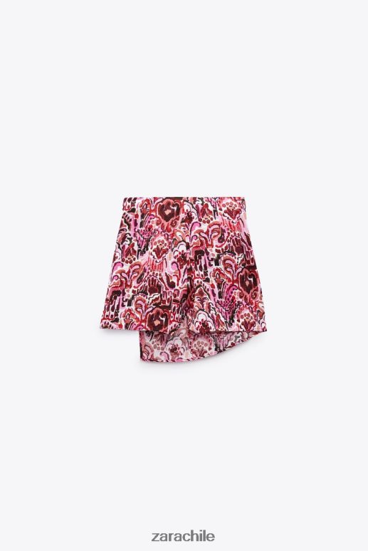 ropa cl Zara mujer falda pantalón estampada con nudo rosa medio JJ06N4561