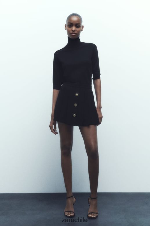 ropa cl Zara mujer falda pantalón plisada negro JJ06N4539