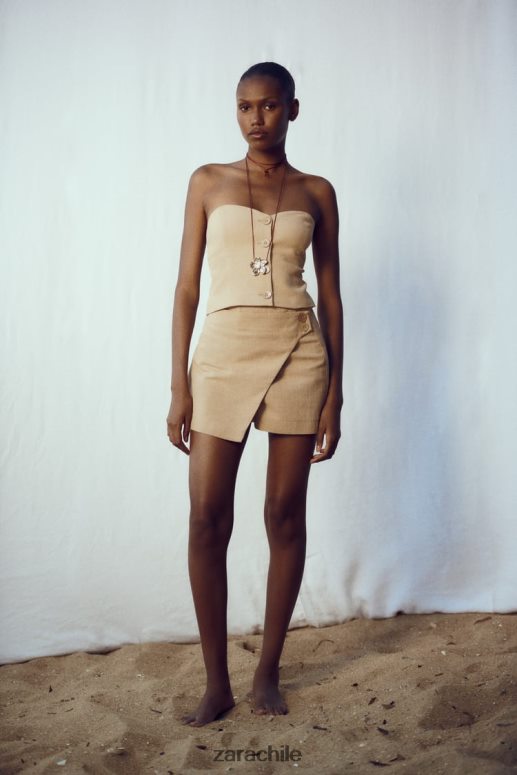 ropa cl Zara mujer falda-pantalón rústica cruzada marrón topo JJ06N4569