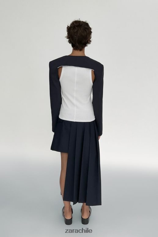 ropa cl Zara mujer falda plisada asimétrica azul marino oscuro JJ06N4724